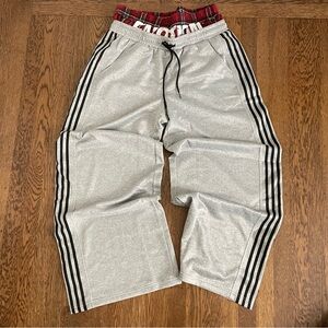 Gray Athletic Pants with Black Stripes